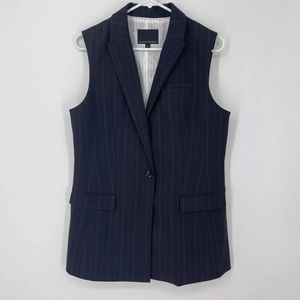 BANANA REPUBLIC Women’s Blazer Vest Navy Blue White Striped Sleeveless Size 10